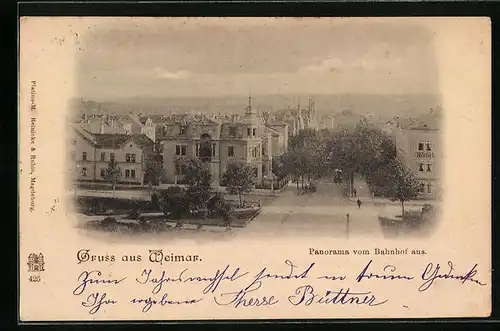 AK Weimar, Panorama vom Bahnhof aus