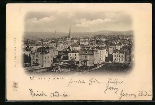 AK Giessen, Ortspartie aus der Vogelschau