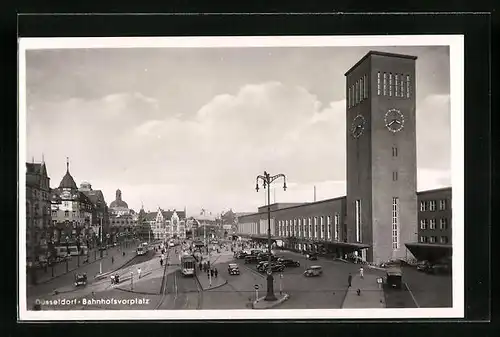 AK Düsseldorf, Der Hauptbahnhof mit Bahnhofsvorplatz