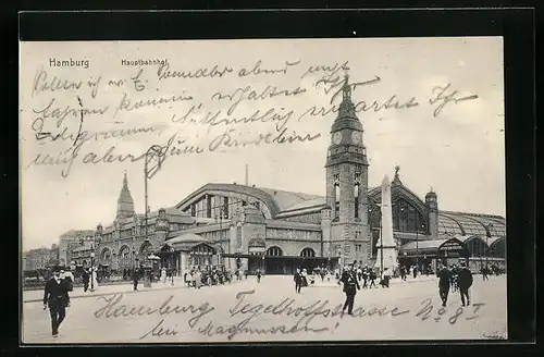 AK Hamburg, Reisende am Hauptbahnhof