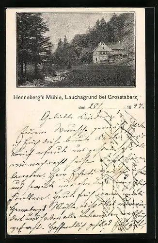 AK Lauchagrund, Gasthaus Henneberg`s Mühle