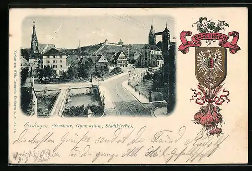 Präge-AK Esslingen, Seminar, Gymnasium, Stadtkirche und Wappen