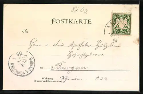 Lithographie Altötting, Totalansicht, Kapuzinerkirche, Gnadenbild