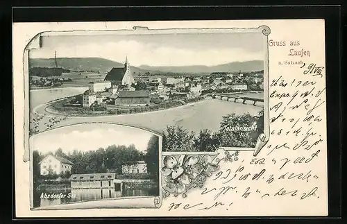 AK Laufen / Salzach, Totalansicht und Absdorfer See