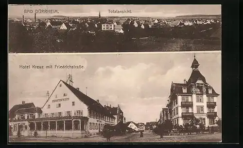 AK Bad Dürrheim, Hotel Kreuz mit Friedrichstrasse, Totalansicht