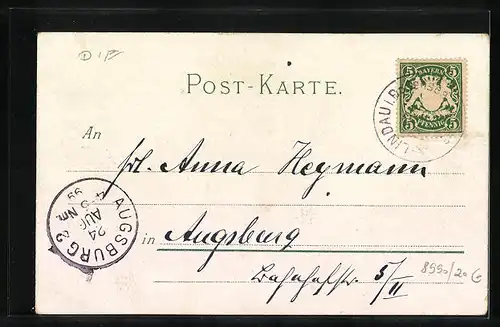 Künstler-AK Lindau i. B., Kirche, Leuchtturm, Ortsansicht mit Denkmal