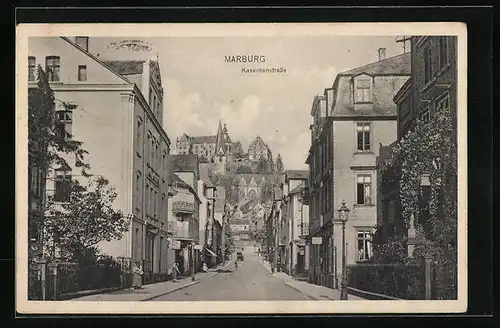 AK Marburg, Kasernenstrasse mit Blick auf Burg