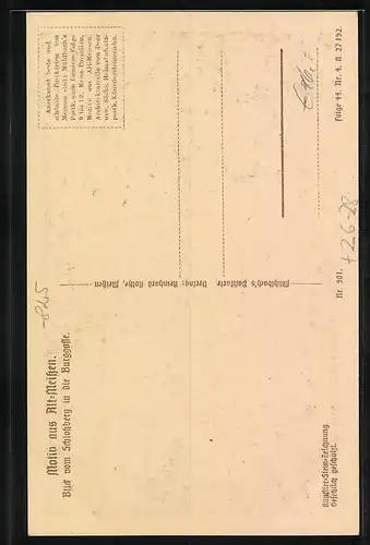 Steindruck-AK Alt Meissen, Ortspartie mit Kirche