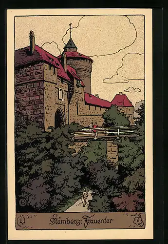 Steindruck-AK Nürnberg, Frauentor