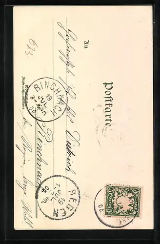 Präge-Lithographie Passau, Rathaus und Kirche