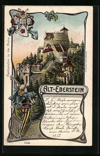 AK Baden-Baden, Restauration Alt-Eberstein in der Ruine