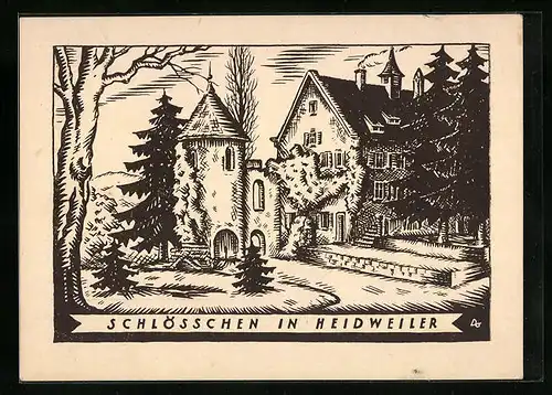 Künstler-AK Heidweiler, Darstellung vom Schlösschen