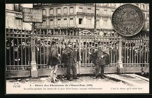 AK Grève des Cheminots de l'Ouest-Etat (1910), Arbeiterbewegung, französische Eisenbahn