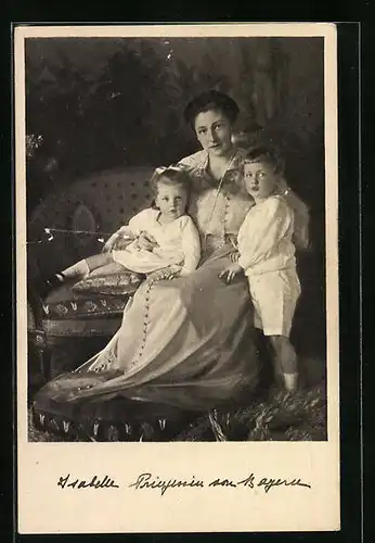 AK Prinzessin Isabelle von Bayern mit Kindern