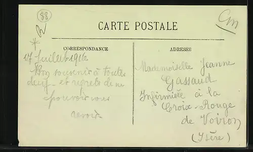 AK Rentiremont, La Poste et le Boulevard Thiers