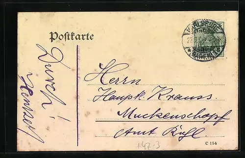 Künstler-AK Karlsruhe, Abitur 1909 - Bücherverbrennung mit feierndem antikem Paar