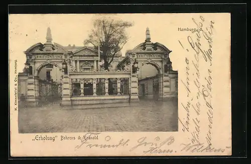 AK Hamburg-Billwärder, Restaurant Erholung von Behrens & Kranold