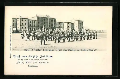 Präge-AK Ganzsache Bayern PP15D13 /03: Augsburg, 200jähriges Jubiläum des kgl. bayr. 3. Infanterie-Regiments