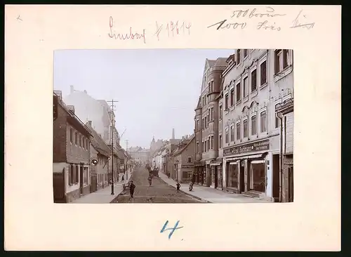 Fotografie Brück & Sohn Meissen, Ansicht Limbach i. Sa., Obere Helenestrasse an der Möbelpolsterei Ernst Bachmann