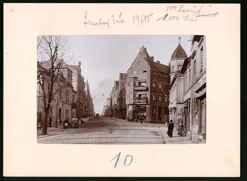 Fotografie Brück & Sohn Meissen, Ansicht Limbach i. Sa., Untere Helenenstrasse am Modehaus L. Bernhardt, Adler Drogerie