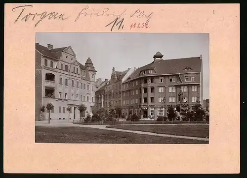 Fotografie Brück & Sohn Meissen, Ansicht Torgau / Elbe, Friedrich-Platz mit Hotel & Cafe Friedrich der Grosse