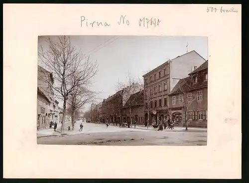 Fotografie Brück & Sohn Meissen, Ansicht Pirna, Breitestrasse mit Uhrmacher-Laden Paul Eigner