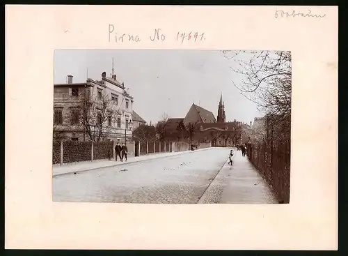 Fotografie Brück & Sohn Meissen, Ansicht Pirna, Handels - und Landwirtschaftliche Schule, Klosterkirche, Zollamt