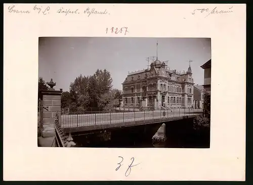 Fotografie Brück & Sohn Meissen, Ansicht Borna, Brücke am Kaiserlichen Postamt