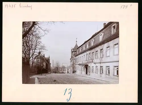 Fotografie Brück & Sohn Meissen, Ansicht Limbach i. Sa., Chemnitzerstrasse mit Hotel Zum Hirsch & Diakonat