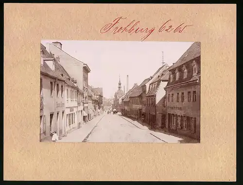 Fotografie Brück & Sohn Meissen, Ansicht Frohburg, Peniger-Strasse mit Ladengeschäft Eduard Beyer