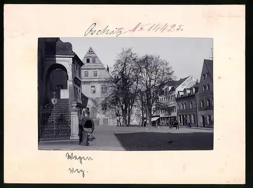 Fotografie Brück & Sohn Meissen, Ansicht Oschatz, Rathausaufgang und Sporerstrasse