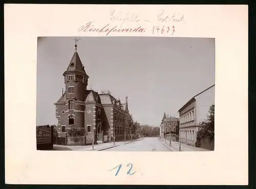 Fotografie Brück & Sohn Meissen, Ansicht Bischofswerda, Bahnhofstrasse mit Postamt