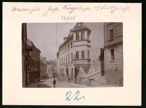 Fotografie Brück & Sohn Meissen, Ansicht Weissenfels, Grosse Burgstzrasse und Kgl. Amtsgericht