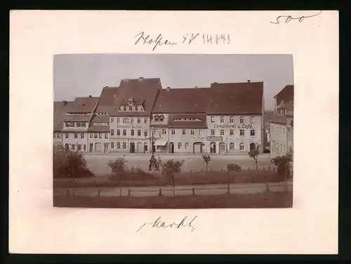 Fotografie Brück & Sohn Meissen, Ansicht Stolpen, Marktplatz mit Restaurant Zur Post, Conditorei & Cafe