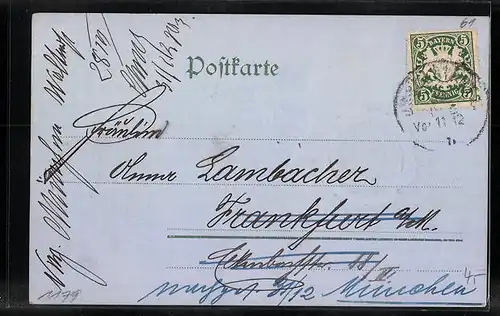 Präge-AK Glückwünsche mit Kleeblatt und Siegel 1902