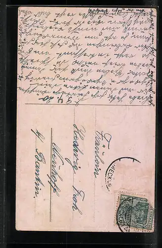 Präge-AK Fröhliche Ostern, Kind mit Osterkörben