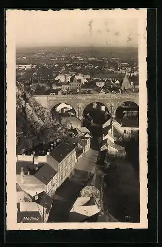 AK Mödling, Teilansicht mit Viadukt