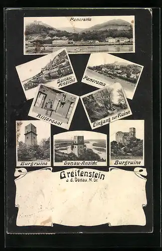 AK Greifenstein a. d. Donau, Burgruine, Rittersaal, Panorama