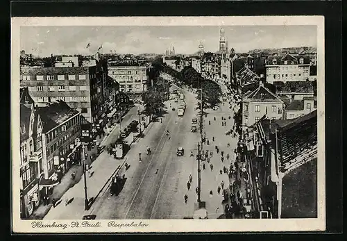 AK Hamburg-St. Pauli, Reeperbahn aus der Vogelschau