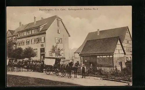 AK Möttlingen, Häuseransicht mit Kutschen