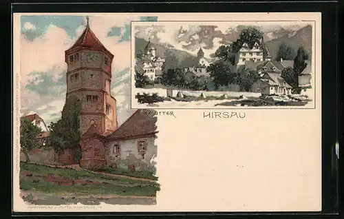 Künstler-AK Karl Mutter: Hirsau, Ortsansicht mit Turm