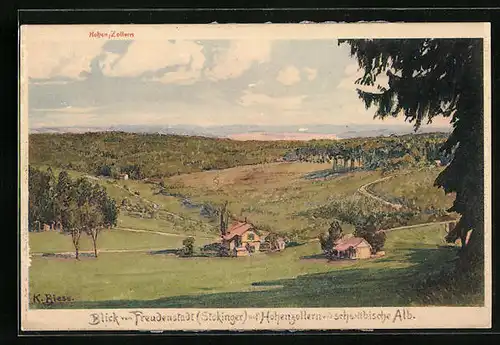 Künstler-AK Carl Biese: Freudenstadt, Blick auf Hohenzollern