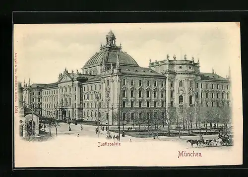 Relief-AK München, Ansicht des Justizpalais