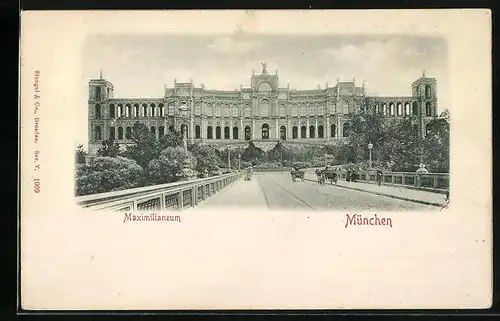 Relief-AK München, Maximilianeum mit Strassenpartie