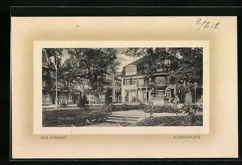 AK Bad Pyrmont, Altenauplatz mit Parkanlage