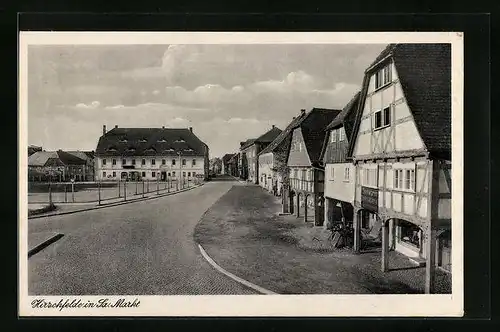 AK Hirschfelde i. Sa., Markt mit Eisenwarenhandlung