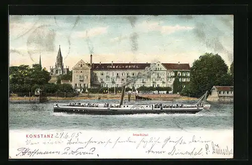 AK Konstanz, Inselhotel mit Dampfer MS Schweiz