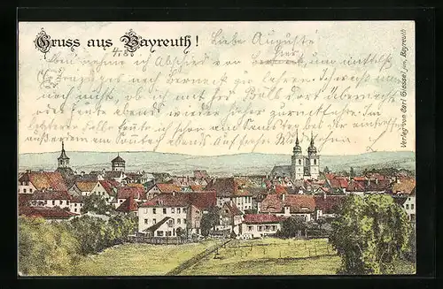 Künstler-AK Bayreuth, Teilansicht