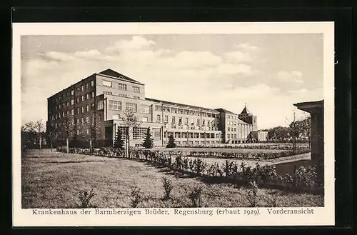 AK Regensburg, Krankenahus der Barmherzigen Brüder erbaut 1929, Vorderansicht