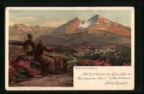 Künstler-AK Berchtesgaden, Teilansicht